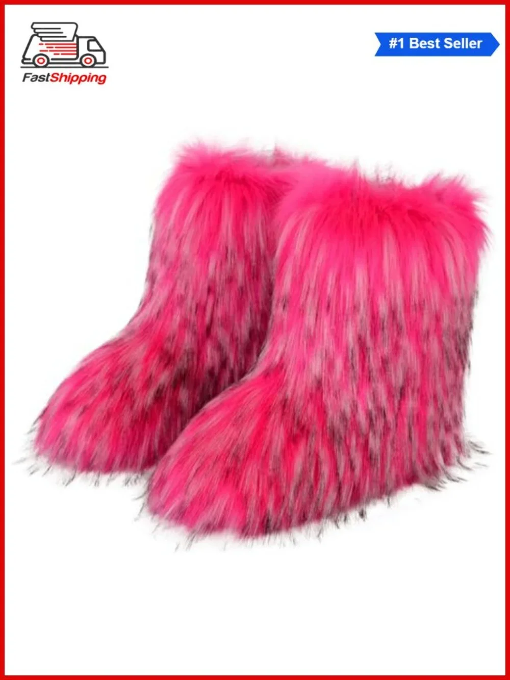 ✨ Faux Fur Knee-High Snow Boots - Furry Winter Boots Flat Heel